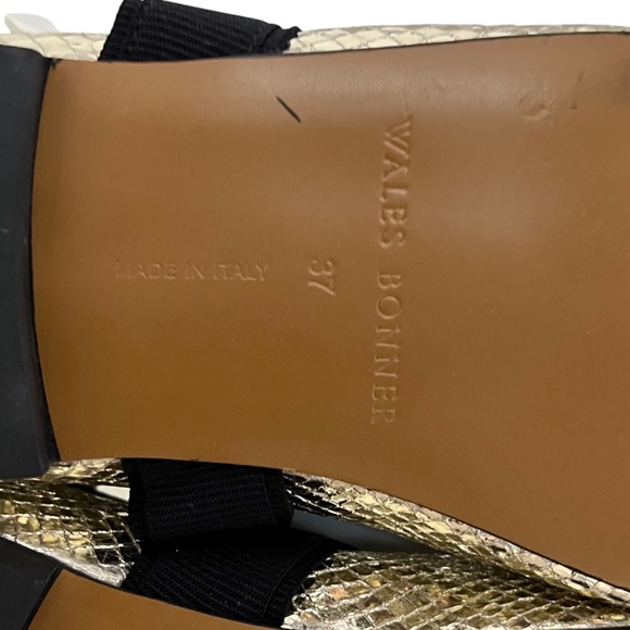 Wales Bonner Ballerina Buckle Flats EU 37 US 7 Lambskin Gold Snakeskin-Embossed - Picture 11 of 12